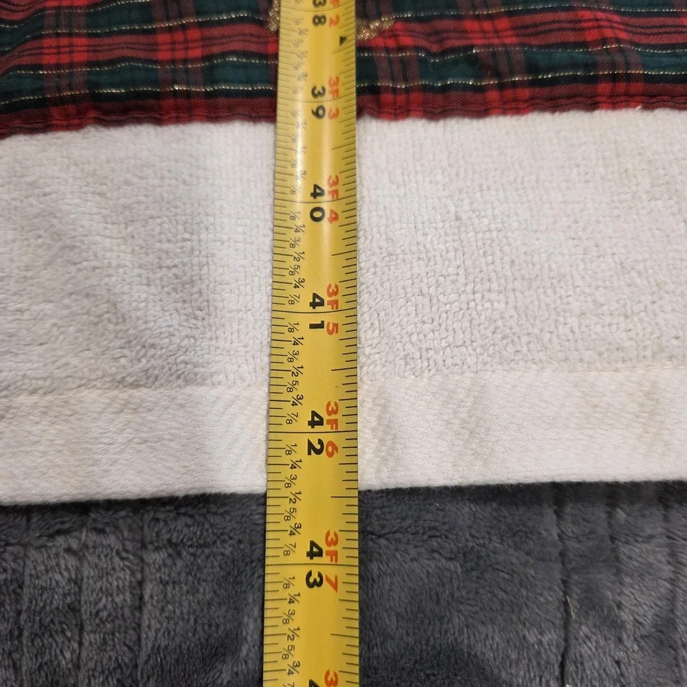 R. A. Briggs Christmas Goose Duck 2 Bath Towels Red Green Gold Plaid‎ Ivory VTG
